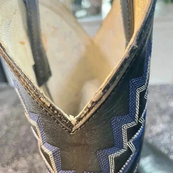 Vintage P’s by Ferrini Men’s Cowboy Boots Smooth Ostrich Black Leather SZ 9 D - Picture 6 of 10